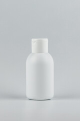 Unbranded white plastic flacon for cosmetics products vertical mockup. Skincare and cosmetology...