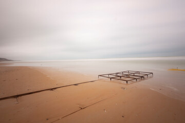 Beach without people in Lara near Antalya in Turkey. Asia Minor