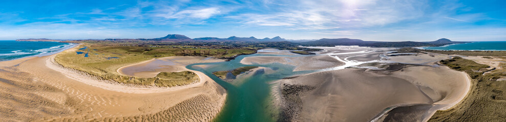 Aerial view of Ballyness Bay and Magheraroarty in County Donegal - Ireland
