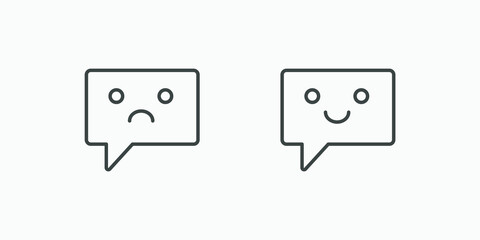 happy sad feedback, message, speech, chat icon vector symbol isolated set