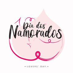 Obraz premium Dia dos Namorados June 12 Brazil Valentine's Lovers' Day heart typography text poster background art
