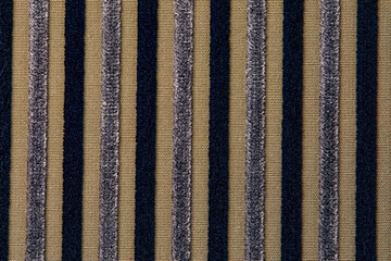Background texture of velvet. Striped fabric texture background in gray and black color. Material with small stripes. Velveteen