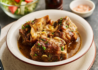 Oxtail braised with beer and soy sauce.