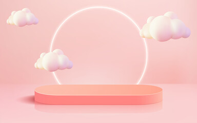 3d abstract scene rendered luxury pink long podium showcase vector 3d