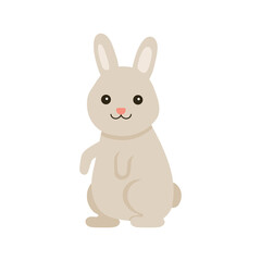 Fototapeta na wymiar Cute baby rabbit or hare pet for Easter design. Animal bunny in cartoon style. Rabbit sit. Vector illustration