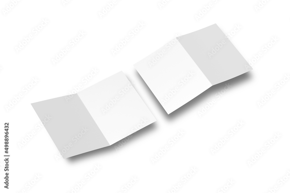 Poster empty blank bi-fold brochure layout mockup for design presentation. open and closed brochure templat