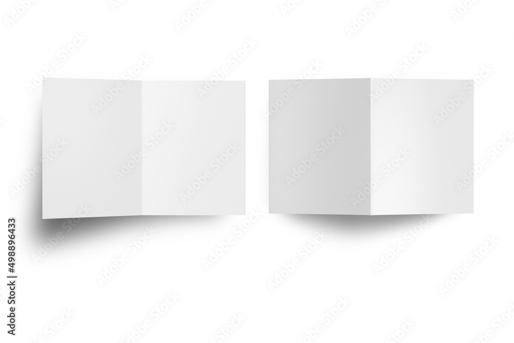 Poster empty blank bi-fold brochure layout mockup for design presentation. open and closed brochure templat