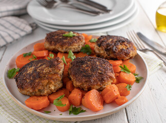 Pork meatballs with buttered carrots