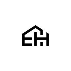 e h eh initial home logo design vector template