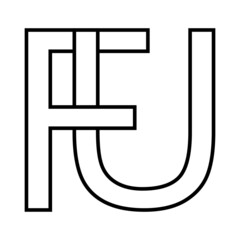 Logo sign, fu uf icon, nft fu interlaced letters f u