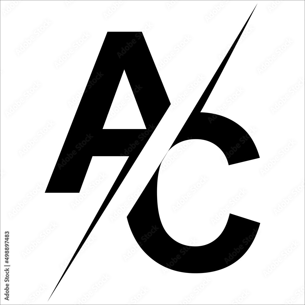Poster letters a c ac logo separated diagonally by lightning strike a versus vs c ac