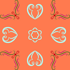  Sample ethnic, folk, geometric, mosaic ornament, pattern for fabrics, interiors, ceramics and furniture in the Arabian style.