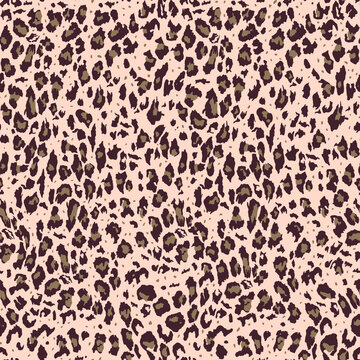 Abstract Hand Drawing Leopard Cheetah Seamless Endless Animal Skin Vector Pattern Isolated Background