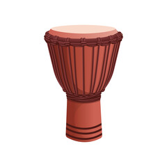 Musical instrument: djembe drum, reggae in cartoon style isolated on white background.  Vector illustration