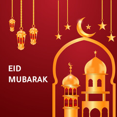 Eid Mubarak premium vector illustration with luxury design