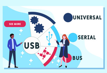 USB Universal Serial Bus acronym. business concept background.  vector illustration concept with keywords and icons. lettering illustration with icons for web banner, flyer, landing pag
