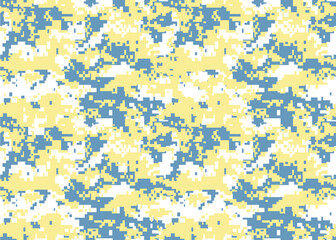 Seamless pattern. Abstract military or hunting camouflage background. blue yellow white. Vector illustration. repeated seamless