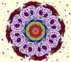 Mandala grape new collection in 2022 bright colors for background, shirts