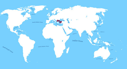 Fototapeta na wymiar Map of Ottomans Murad 1 Largest Borders