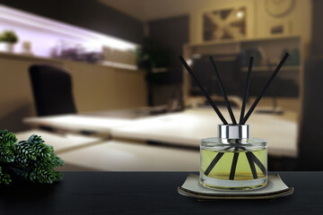 luxury aroma scented reed diffuser crystal bottle is used as room freshener and decoration items on...
