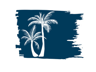 White palm on blue paint. Vector illustration