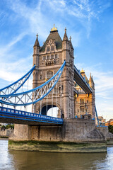 Tower Bridge over the river Thames, London. This Victorian suspension bridge is a listed and iconic London landmark.