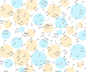 Music note background, musical symbols, notes and treble clef vector design.