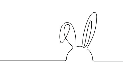 Continuous single line drawing of an Easter bunny. Easter card. Minimalist outline illustration. Vector illustration.