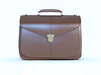 Brown Leather Businessman Briefcase on Light Background with Shadow