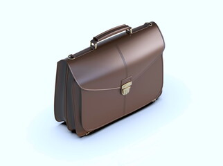 Brown Leather Businessman Briefcase on Light Background with Shadow