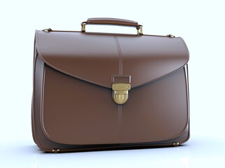 Brown Leather Businessman Briefcase on Light Background with Shadow