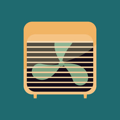 Vector illustration of a fan, Electric fan in cartoon style. Retro modern square ventilator.