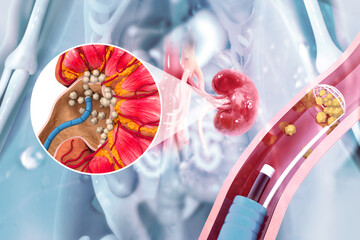 Remove kidney stones. 3d illustration