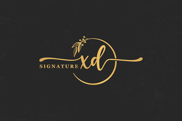 golden signature initial letter xd. golden signature Handwriting vector logo design illustration image