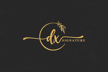 Fototapeta na wymiar golden signature initial letter d x . golden signature Handwriting vector logo design illustration image