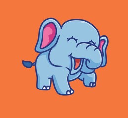 cute elephant laughing. isolated cartoon animal illustration. Flat Style Sticker Icon Design Premium Logo vector. Mascot Character