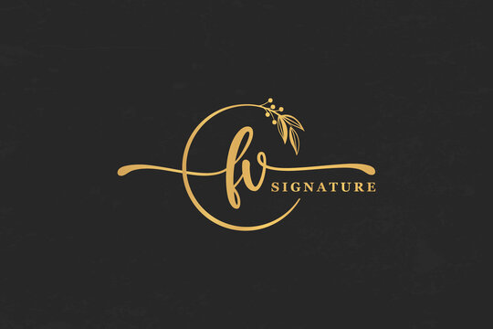 golden signature initial letter f v. golden signature Handwriting vector logo design illustration image