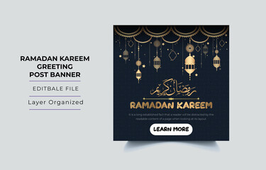 Ramadan Sale Square Banner Promotion Template. Suitable for Web Promotion and Social Media Template Post for Ramadan Kareem Greeting Card, Event, and etc