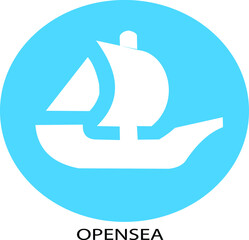  OpenSea logo symbol.New trend in collectibles sales. Vector illustration.Internet platform.

