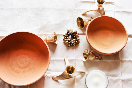 Still life with terra cotta bowls