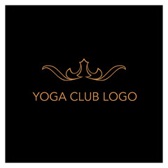 Vector logo design templates and emblems in trendy linear style in golden colors on black background for floral and natural cosmetics concepts, spa, beauty salons and for alternative purposes