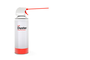 Compressed Air Duster Can for Cleaning Electronics Isolated on White Background - obrazy, fototapety, plakaty
