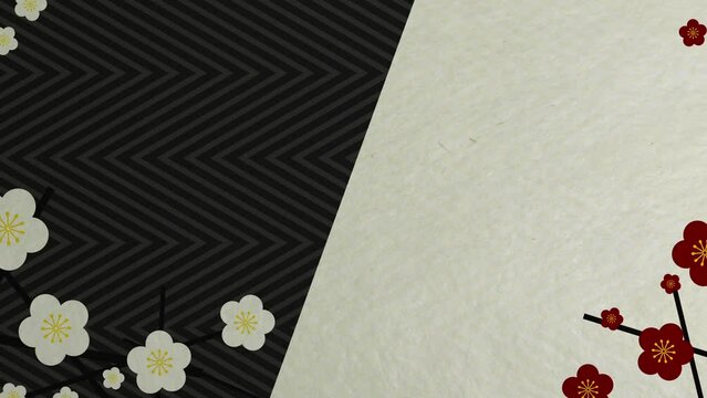 梅の花 春 和柄 BG22_BK