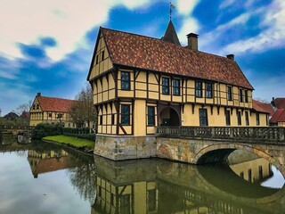 The traditional middle aged city center of Steinfurt around the historical water castle 