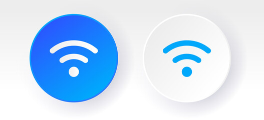 Free Wifi icon. Vector wi-fi signal blue and white. 3d wireless icon set. WIFI internet connection icon sign isolated on white background, flat style, vector illustration. Stock vector.