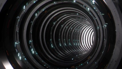 Interno di un tunnel a forma circolare ed anelli