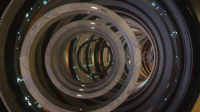 Animazione 3D all'interno di un tunnel a forma circolare