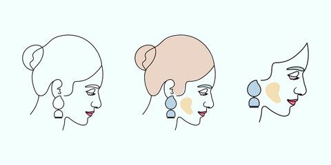 Fashion Illustration Of Girl Line Art Of Abstract Female Face