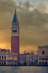 Fototapeta na wymiar San Marco in Venice, Italy at a dramatic sunrise