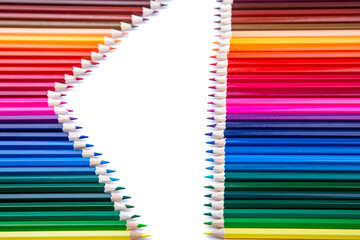 Multicolored pencils isolated on a white background